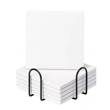 Suporturi de pahare din ceramică, albe, cu forme rotunde, pătrate și neregulate, culoare uni, absorbante, uscare rapidă
