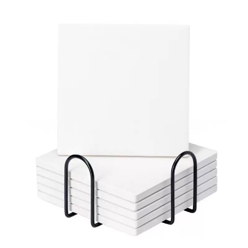 Suporturi de pahare din ceramică, albe, cu forme rotunde, pătrate și neregulate, culoare uni, absorbante, uscare rapidă