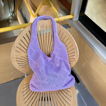 Ženska crossbody i tote torba od pamuka, jednobojna, japansko-korejski stil, vintage mrežasta pletena torba za plažu