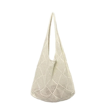 Ženska crossbody i tote torba od pamuka, jednobojna, japansko-korejski stil, vintage mrežasta pletena torba za plažu