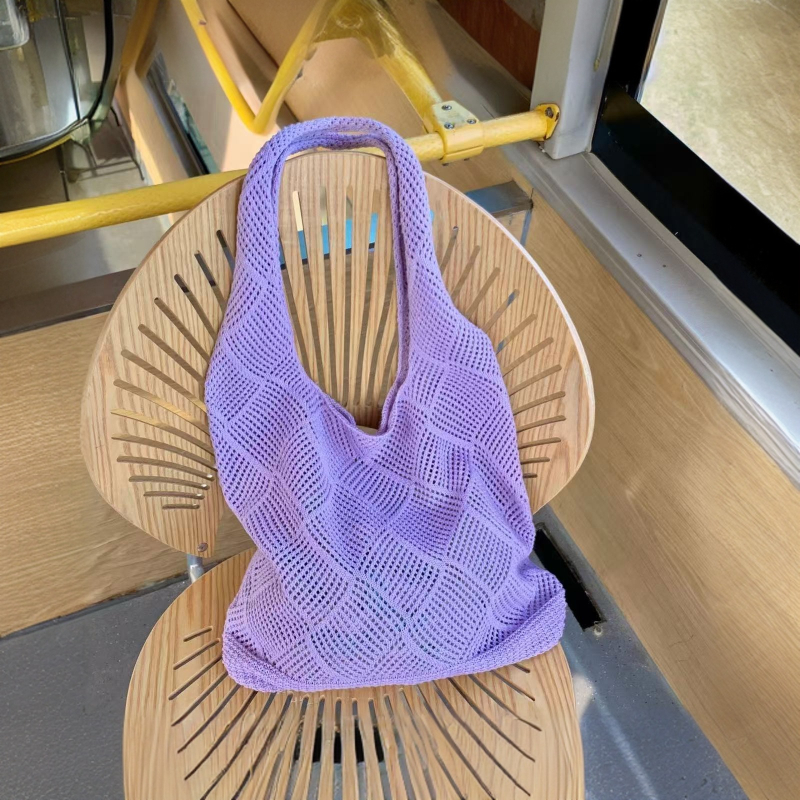 Ženska crossbody i tote torba od pamuka, jednobojna, japansko-korejski stil, vintage mrežasta pletena torba za plažu