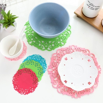Covorașe din silicon rezistente la căldură, 9 cm, set de 5 bucăți, colorate, pentru masă, ceai și oale fierbinți
