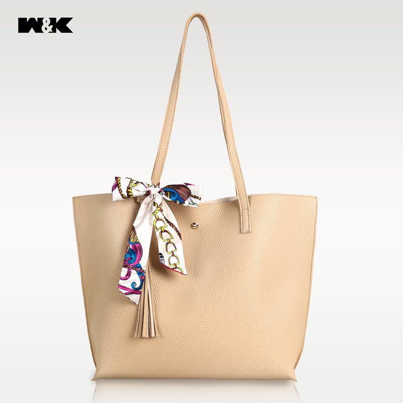 Ženska torba od PU kože s lychee teksturom, s tassels i šalom, velika kapaciteta, lagani luksuz