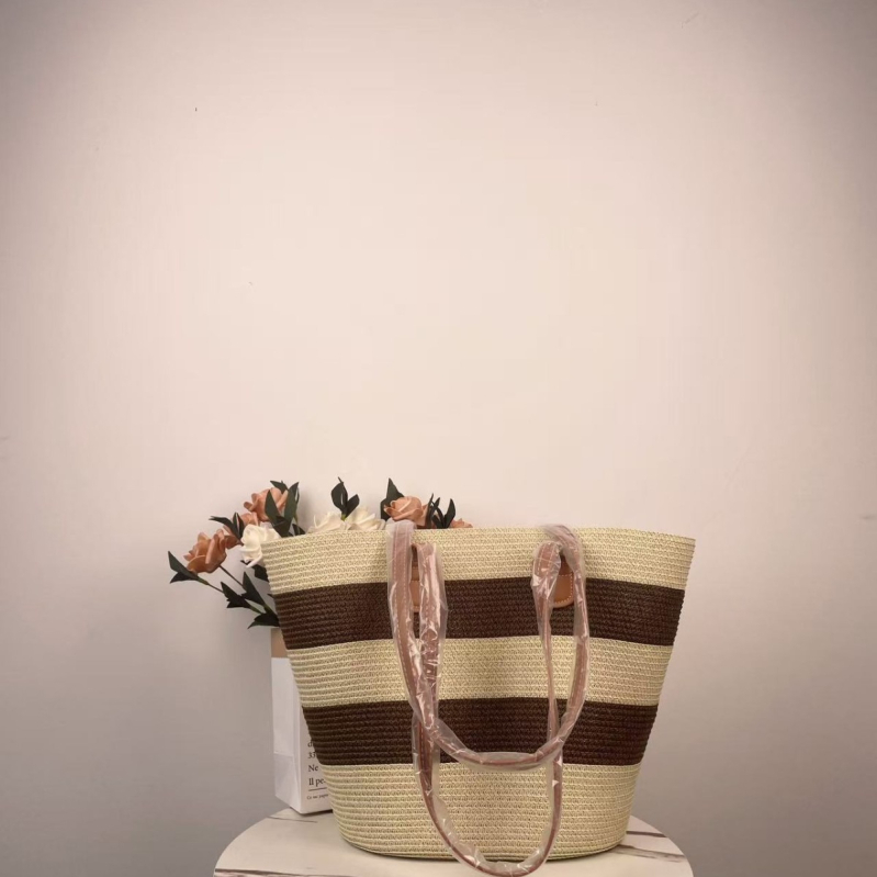 Ženska torba od slame, pletena, velika kapaciteta, za plažu, odmor i svakodnevnu uporabu; nošenje preko ramena ili crossbody