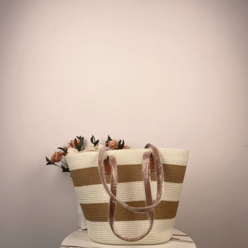 Ženska torba od slame, pletena, velika kapaciteta, za plažu, odmor i svakodnevnu uporabu; nošenje preko ramena ili crossbody