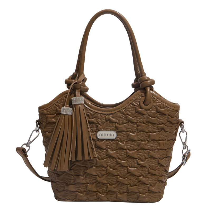 Ženska torba za rame sa trakama i plisiranim dizajnom, PU koža visoke kvalitete, retro stil 2026, velika kapaciteta, crossbody torba