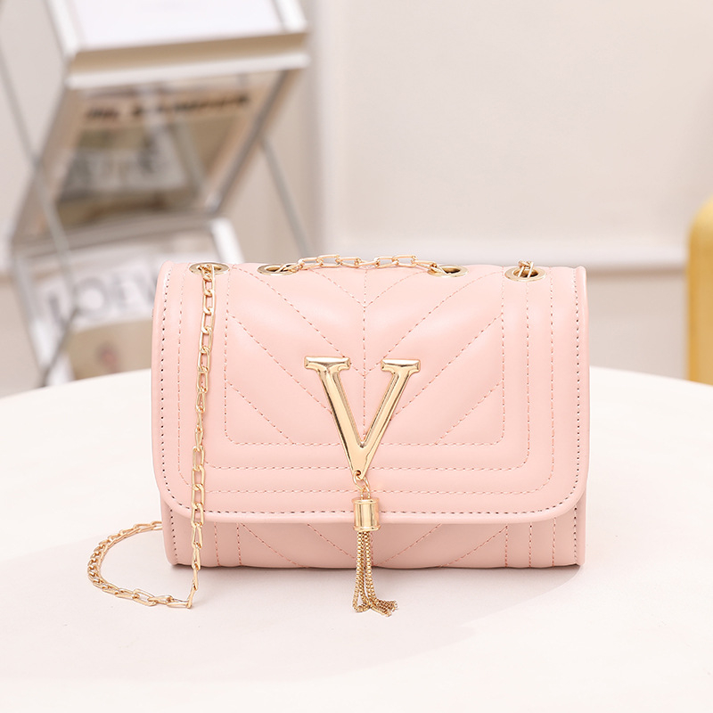 Stilna mini kvadratna torbica s twill izvezom i lancem, ukras s literama, jednoramena ženska crossbody torba