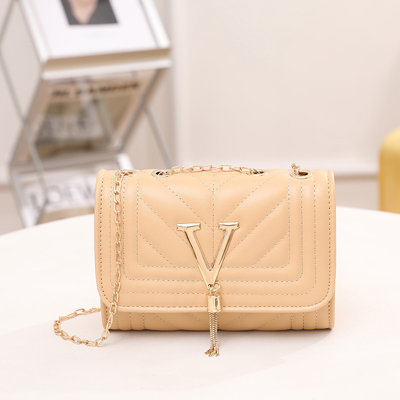 Stilna mini kvadratna torbica s twill izvezom i lancem, ukras s literama, jednoramena ženska crossbody torba