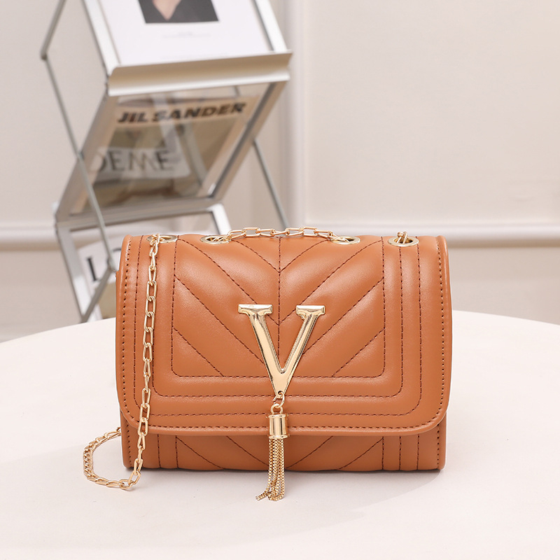 Stilna mini kvadratna torbica s twill izvezom i lancem, ukras s literama, jednoramena ženska crossbody torba