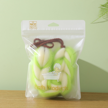 Bandă lungă de baie, 100 g, cu cusături bicolore, culori bomboane, extensibilă, pentru masajul spatelui
