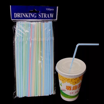 Jednokratna šarena savijena plastična slamčica, produžena i fleksibilna za sokove i čaj s mlijekom
