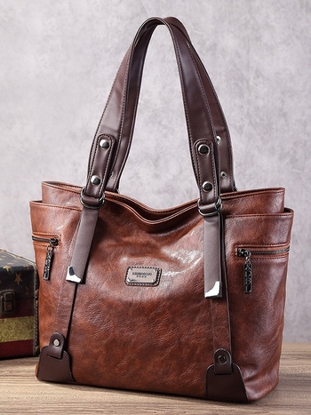 PU kožna Tote torba, unisex, velika zapremina, mekana konstrukcija, zatvarač, za ramena ili crossbody