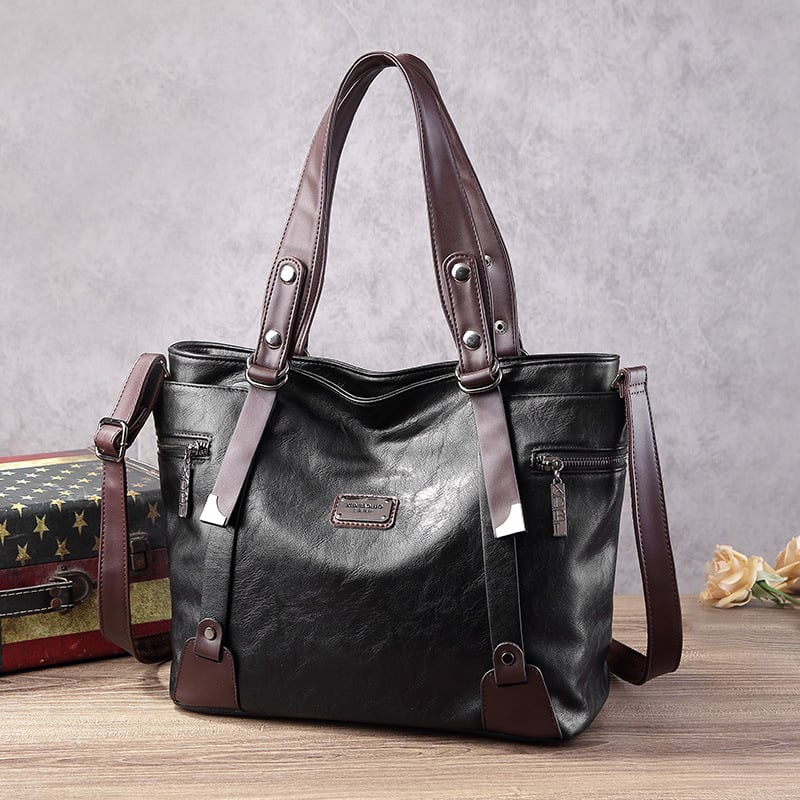 PU kožna Tote torba, unisex, velika zapremina, mekana konstrukcija, zatvarač, za ramena ili crossbody