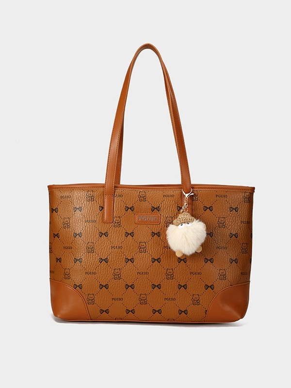 Retro PU print tote torba za žene, velika kapaciteta, elegantan izgled, svakodnevna torba za rame ili nošenje u ruci
