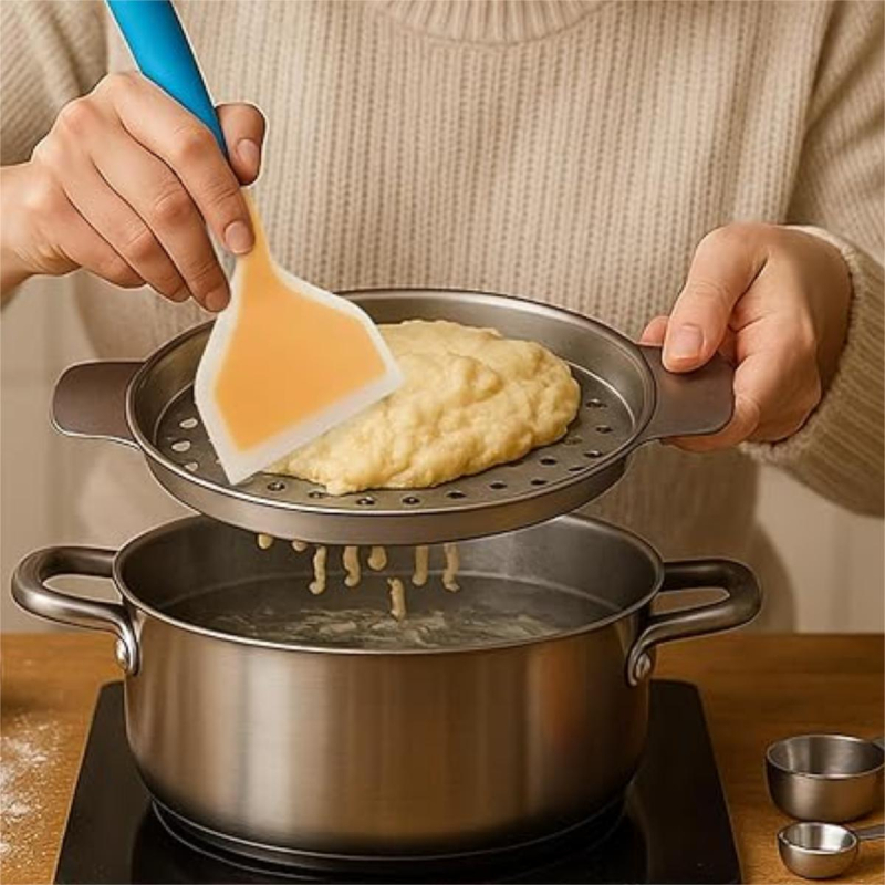 Mașină de făcut paste din oțel inoxidabil, design îngroșat pentru uz casnic; strecurător în formă de pește pentru scurgere; placă de separare a apei; aparat pentru vermicelli și gnocchi, în stoc