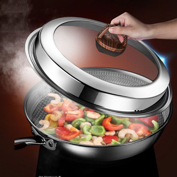 Capac din oțel inoxidabil cu geam transparent, pentru wok și tigaie, din oțel nemagnetic, de calitate alimentară