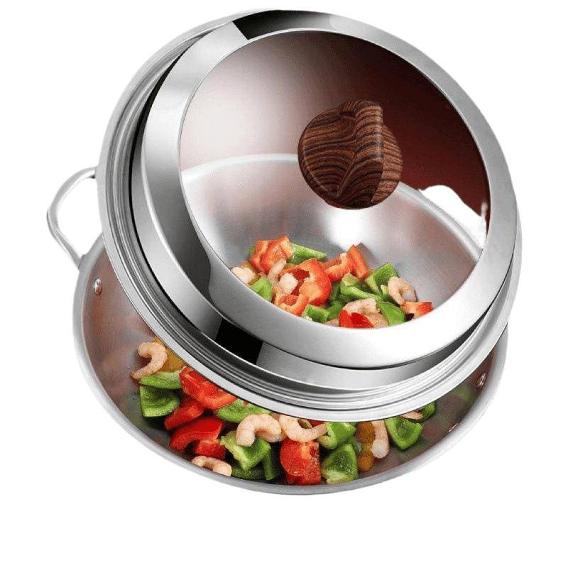 Capac din oțel inoxidabil cu geam transparent, pentru wok și tigaie, din oțel nemagnetic, de calitate alimentară