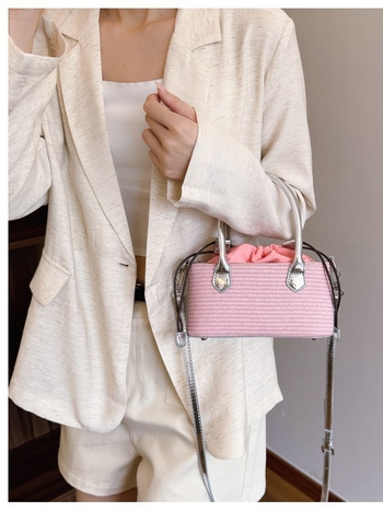 Ženska torba od slame, pletena — u stilu šume, za ramensku i crossbody za plažu, praktična, moderna i elegantna