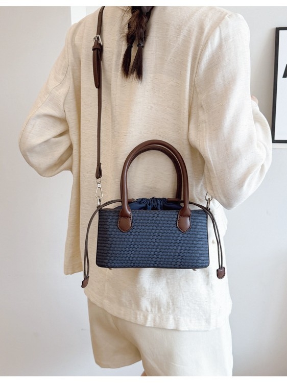 Ženska torba od slame, pletena — u stilu šume, za ramensku i crossbody za plažu, praktična, moderna i elegantna