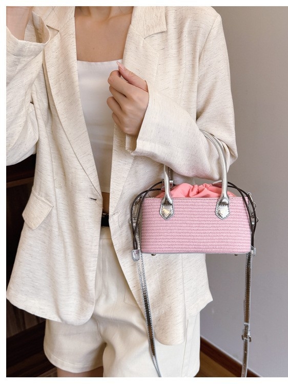 Ženska torba od slame, pletena — u stilu šume, za ramensku i crossbody za plažu, praktična, moderna i elegantna