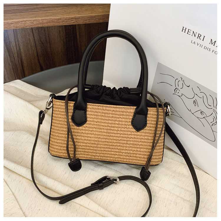 Ženska torba od slame, pletena — u stilu šume, za ramensku i crossbody za plažu, praktična, moderna i elegantna