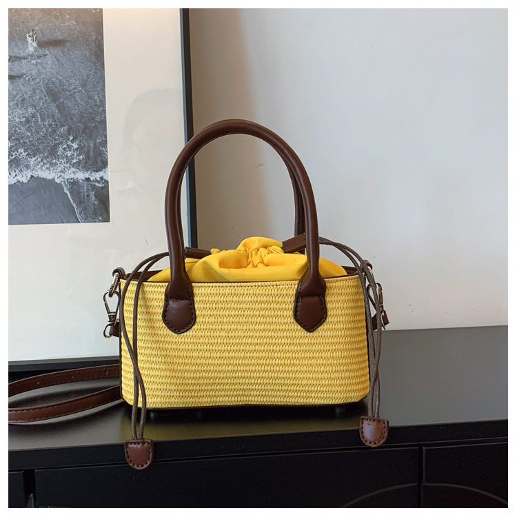 Ženska torba od slame, pletena — u stilu šume, za ramensku i crossbody za plažu, praktična, moderna i elegantna