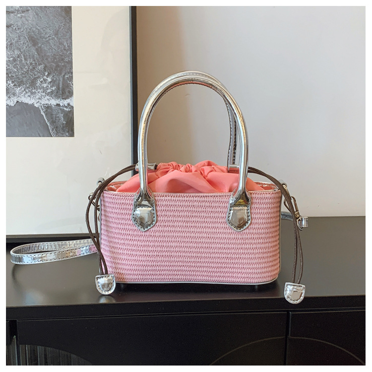 Ženska torba od slame, pletena — u stilu šume, za ramensku i crossbody za plažu, praktična, moderna i elegantna