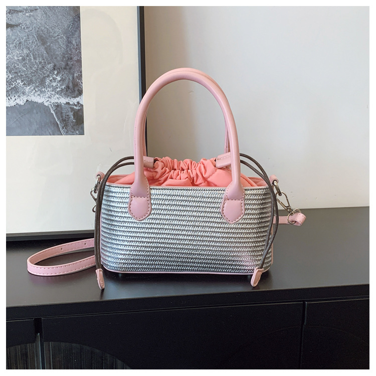 Ženska torba od slame, pletena — u stilu šume, za ramensku i crossbody za plažu, praktična, moderna i elegantna
