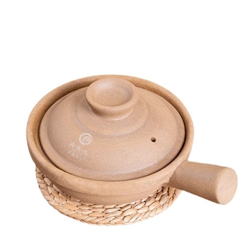 Oală de lut pentru orez, cu mâner unic, neglazurată, ceramică tradițională, pentru gătire uscată, vas mic 2.1–3 L