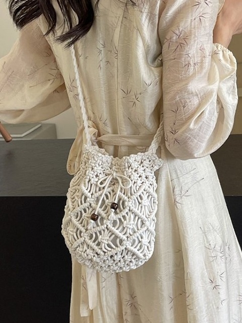 Boemska pletena mini torbica za žene s resicama, torba u stilu kofera, crossbody torba za mobitel