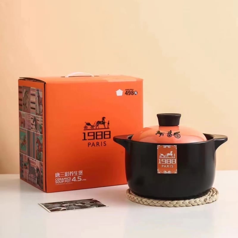 Caserolă ceramică pentru plită cu gaz, rezistentă la temperaturi înalte, oală pentru supe și tocănițe, pentru uz casnic