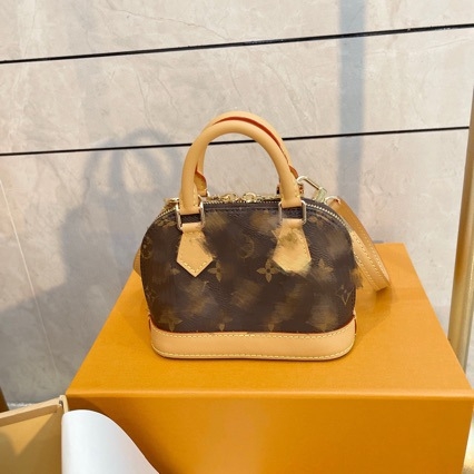 Torba u obliku školjke od prave kože s visokokvalitetnim printom, svestrana ručna i crossbody torba, srednje veličine, zatvarač, unutarnja džep za telefon, proljeće 2025