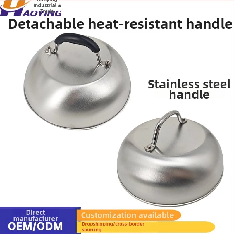 Capac din aluminiu pentru grătar exterior, capac rotund pentru tigaie de friptură, cu design arcuit înalt