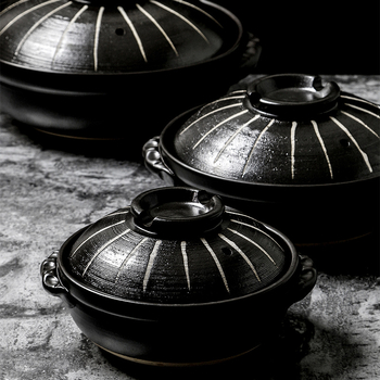 Oală ceramică japoneză pentru ghiveci, compatibilă cu plita pe gaz, rezistentă la temperaturi înalte, 2,1–3 L