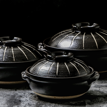 Oală ceramică japoneză pentru ghiveci, compatibilă cu plita pe gaz, rezistentă la temperaturi înalte, 2,1–3 L