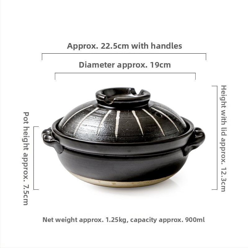 Oală ceramică japoneză pentru ghiveci, compatibilă cu plita pe gaz, rezistentă la temperaturi înalte, 2,1–3 L
