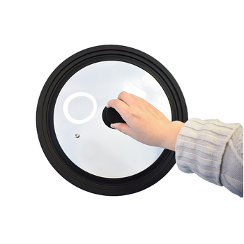 Capac universal pentru oală, din sticlă temperată și silicon, dimensiuni 24-26-28 cm