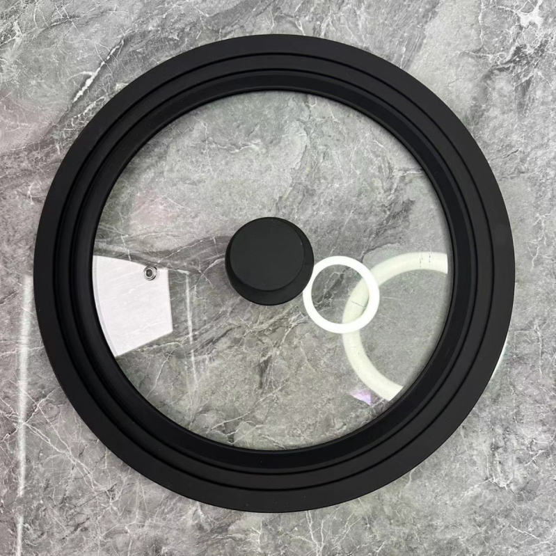 Capac universal pentru oală, din sticlă temperată și silicon, dimensiuni 24-26-28 cm