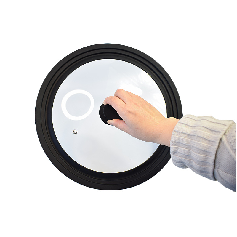 Capac universal pentru oală, din sticlă temperată și silicon, dimensiuni 24-26-28 cm