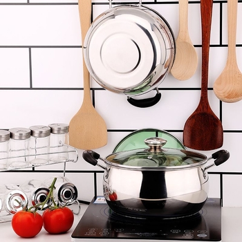Oală din oțel inoxidabil, extrem de groasă, cu capacitate mare, cu mâner dublu, pentru uz casnic – ideală pentru supă, tocană, terci, paste, lapte și hot pot