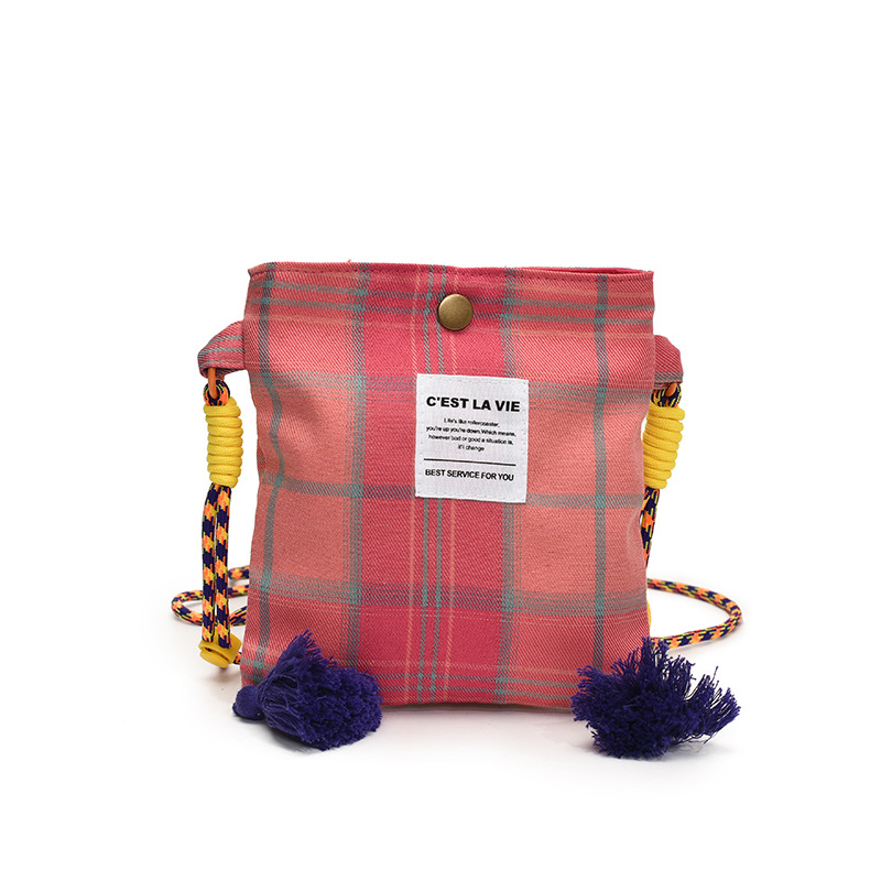 Ženska crossbody torbica u Ins stilu, proljeće-ljeto, casual retro karirana patchwork torba od lagane tkanine