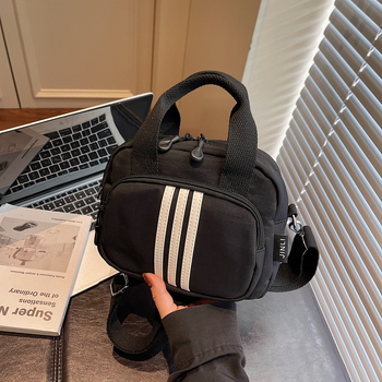 Ženska cilindrična platnena torba preko ramena s prugastim uzorkom, praktična torbica za telefon