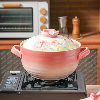 Oală de ceramică pictată manual, rezistentă la temperaturi înalte, potrivită pentru gătit uscat, oală de lut pentru orez și gulaș, cu capac