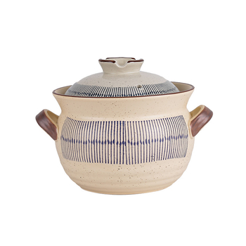 Caserolă ceramică cu capac pentru aragaz, stil retro Blue Rain, rezistentă la temperaturi înalte