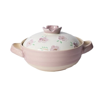 Caserolă ceramică în stil japonez, pictată manual, rezistentă la temperaturi înalte, cu capac
