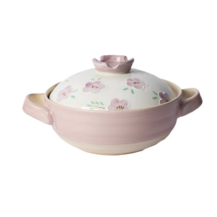 Caserolă ceramică în stil japonez, pictată manual, rezistentă la temperaturi înalte, cu capac
