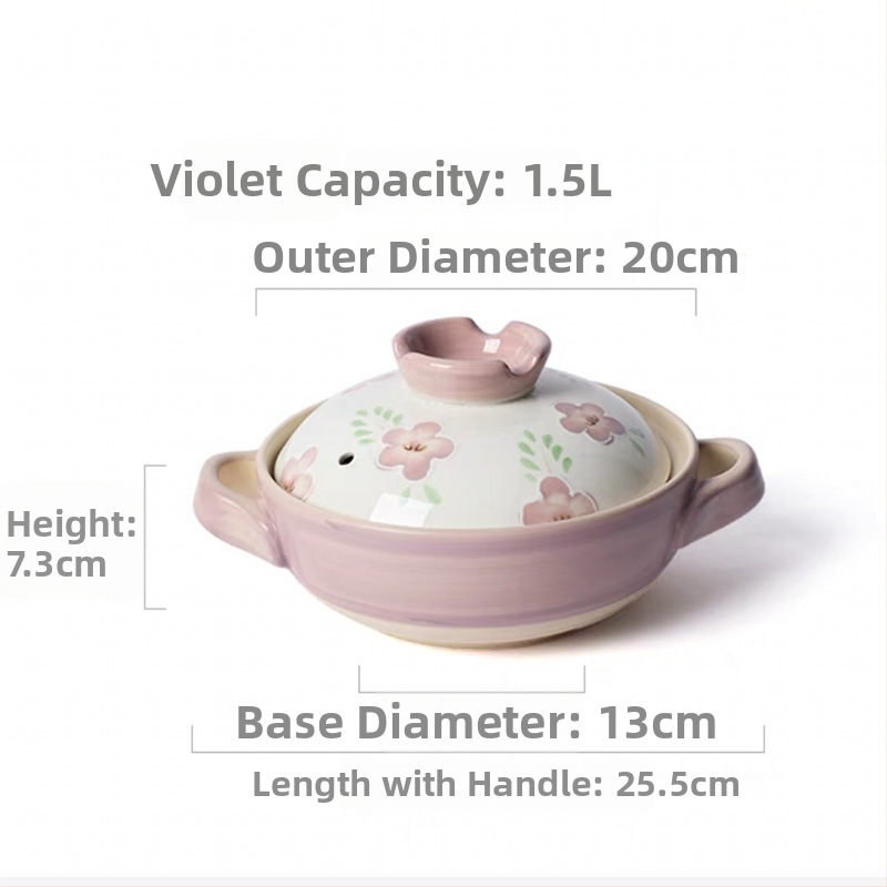 Caserolă ceramică în stil japonez, pictată manual, rezistentă la temperaturi înalte, cu capac