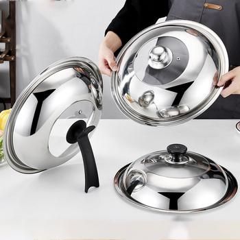Capac din oțel inoxidabil cu geam transparent, fără magnetism, pentru diametre de 30–40 cm
