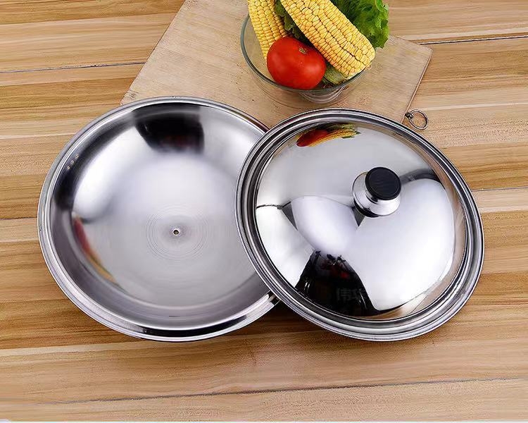 Capac din oțel inoxidabil cu geam transparent, fără magnetism, pentru diametre de 30–40 cm