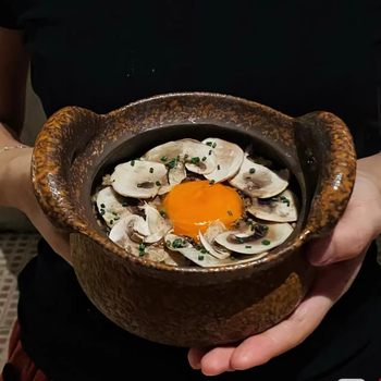 Vas ceramic din lut, cu două mâneri și capac, stil rustic, stil Yunnan-Guizhou-Sichuan, pentru orez cu ciuperci porcini, vas ceramic pentru carne și legume